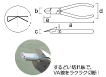 電工VAニッパ ストレート刃（外観図）
